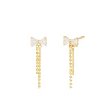 Bow Chain CZ Stud 10k Yellow Gold, Cubic Zirconia
