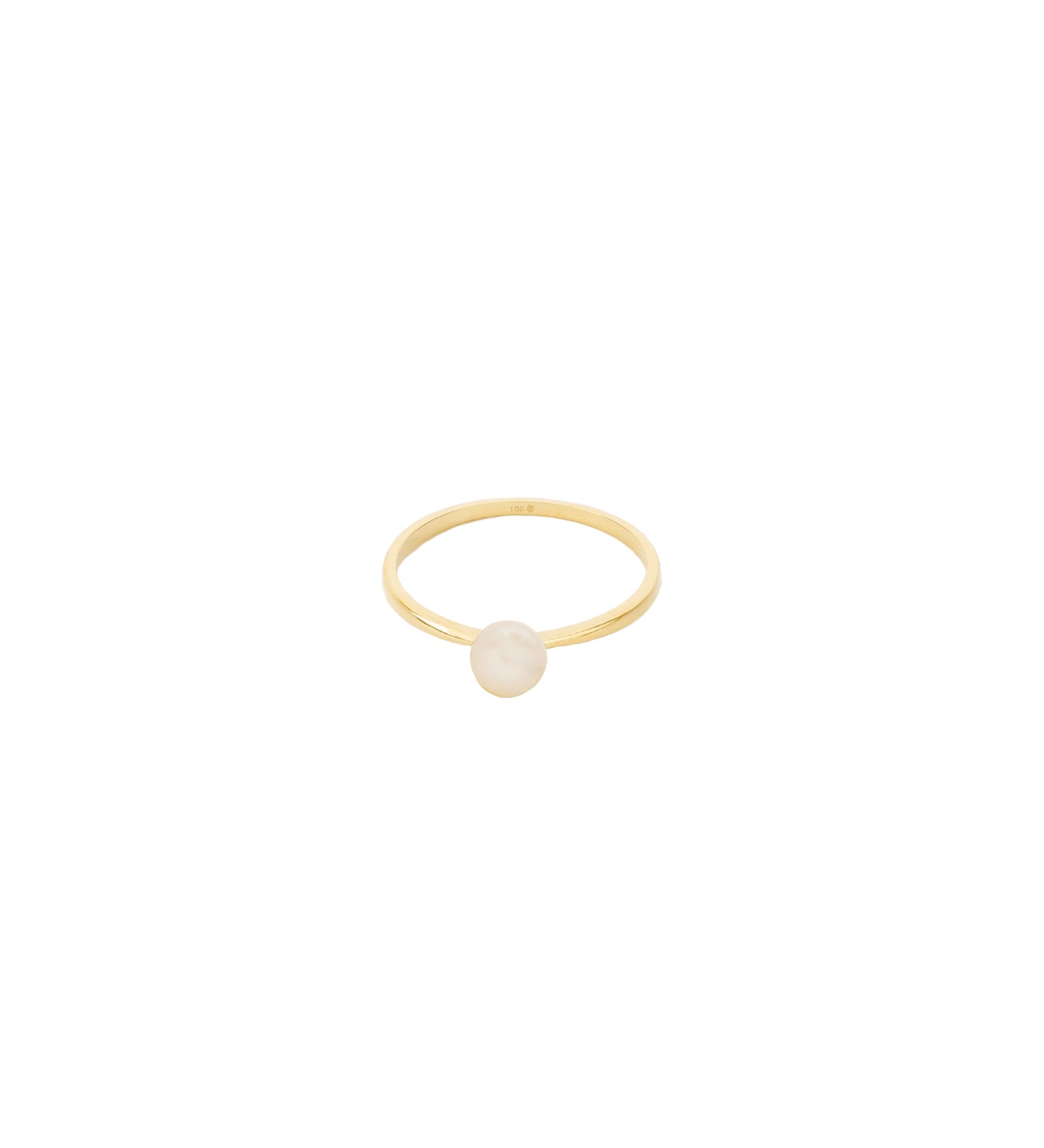 Solitaire Pearl Ring 10k Yellow Gold, White Pearl / 6