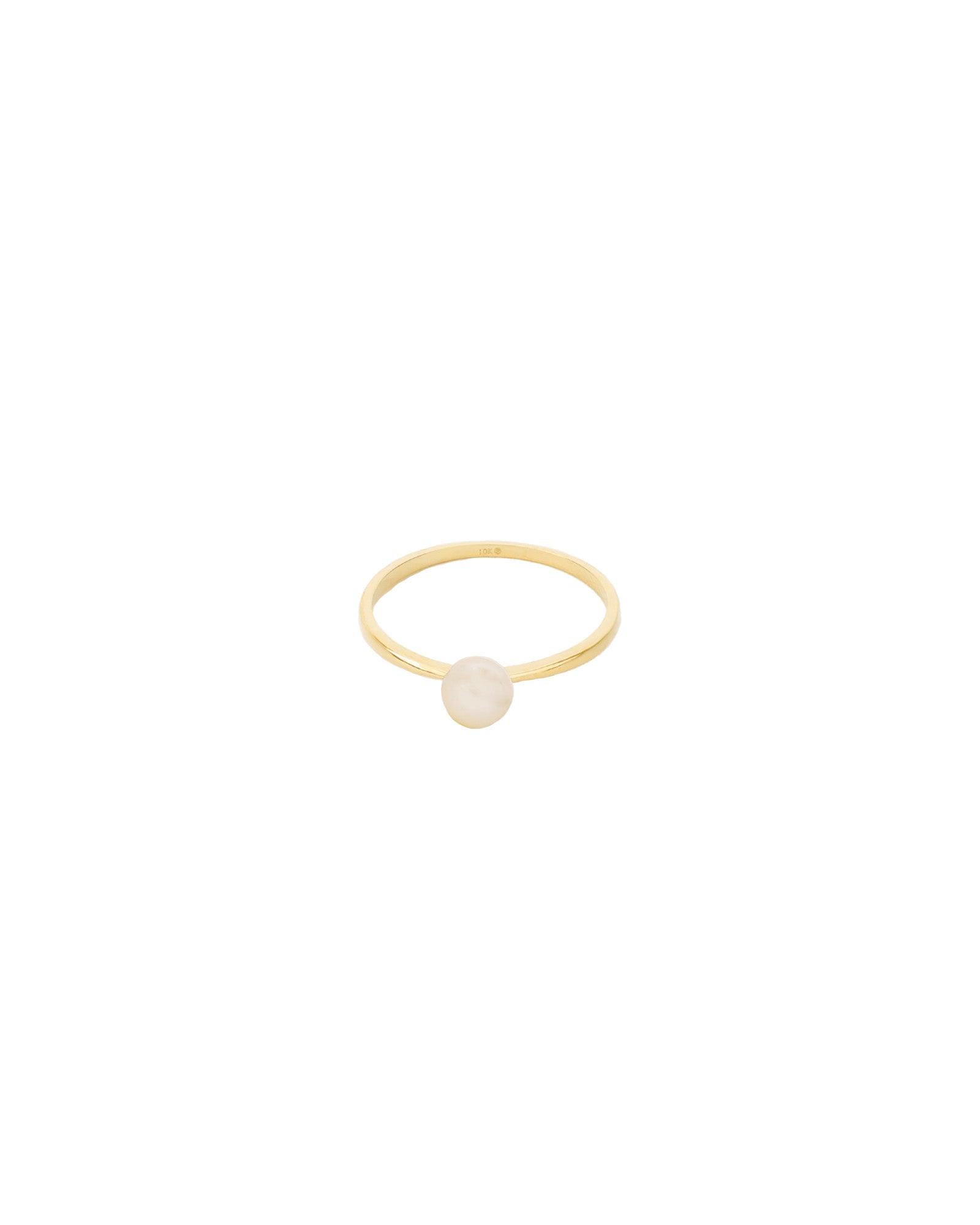 Solitaire Pearl Ring 10k Yellow Gold, White Pearl / 6