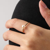Solitaire Pearl Ring 10k Yellow Gold, White Pearl / 6