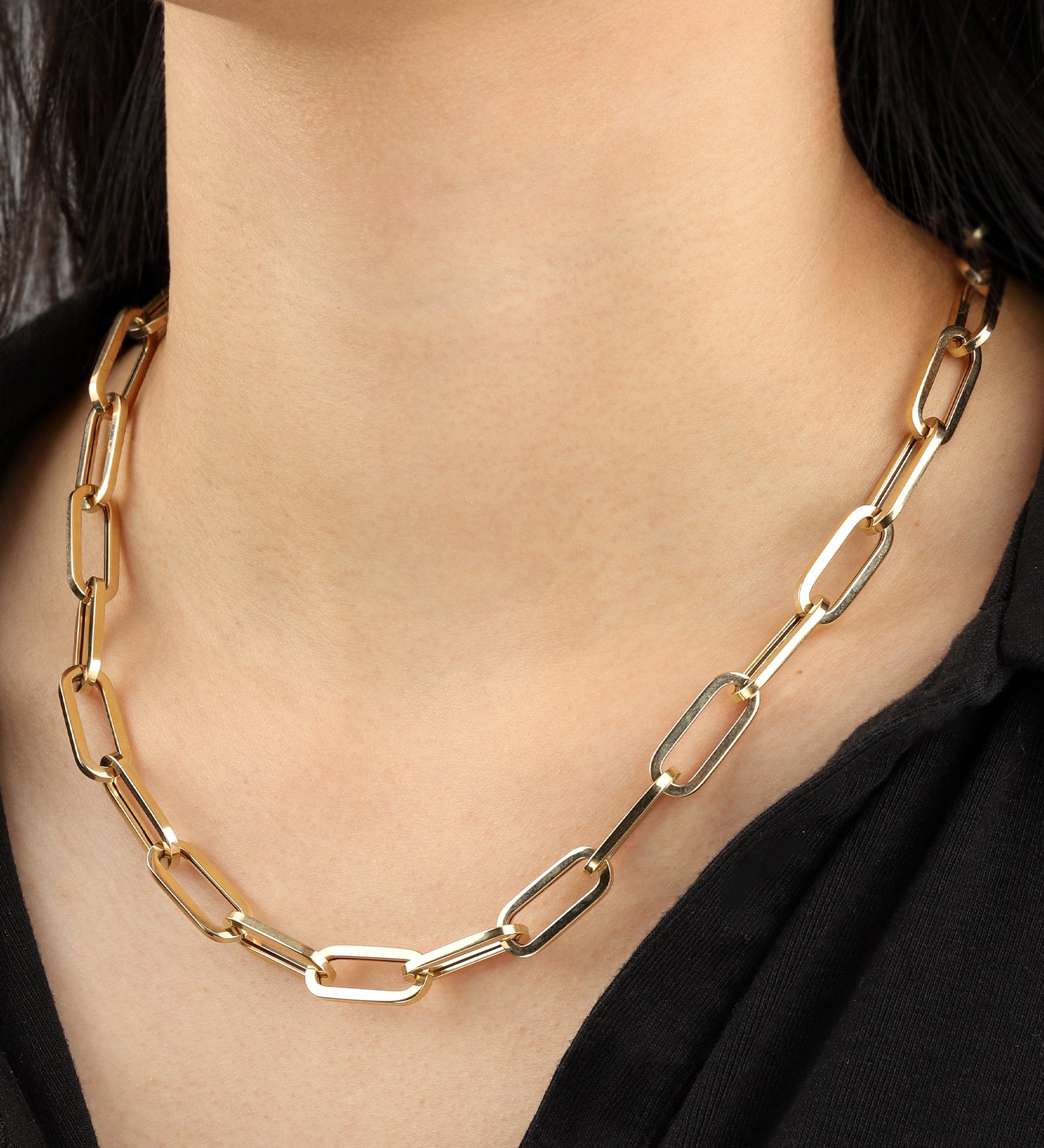 XL Paperclip Necklace 14k Yellow Gold
