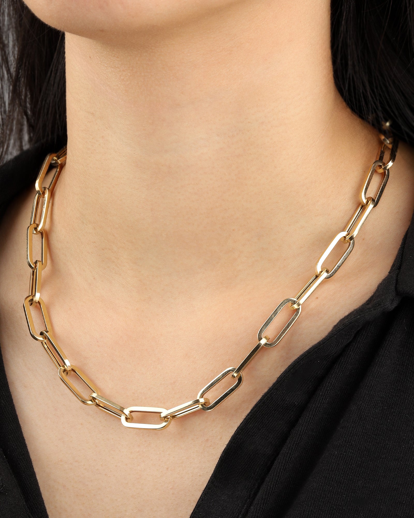 XL Paperclip Necklace 14k Yellow Gold
