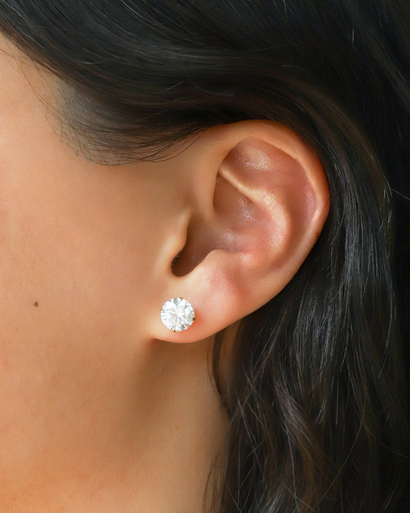 Goldhive-Round CZ 8mm Studs-Earrings-Blue Ruby Jewellery-Vancouver Canada