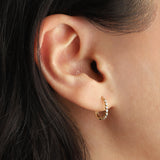 Goldhive-Oval CZ Huggie-Earrings-Blue Ruby Jewellery-Vancouver Canada