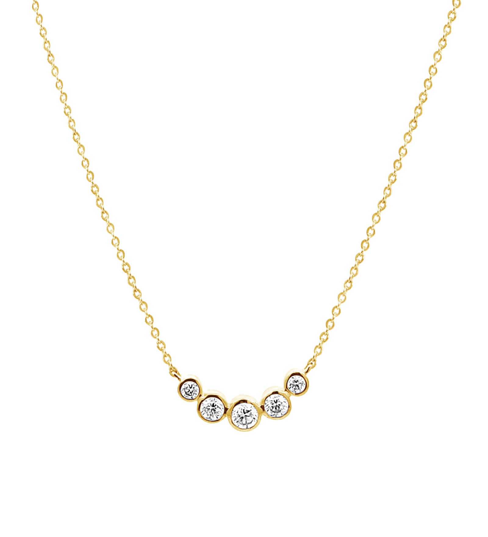 Goldhive-Diamond Arc Necklace-14k Yellow Gold, Diamond-Blue Ruby Jewellery-Vancouver Canada