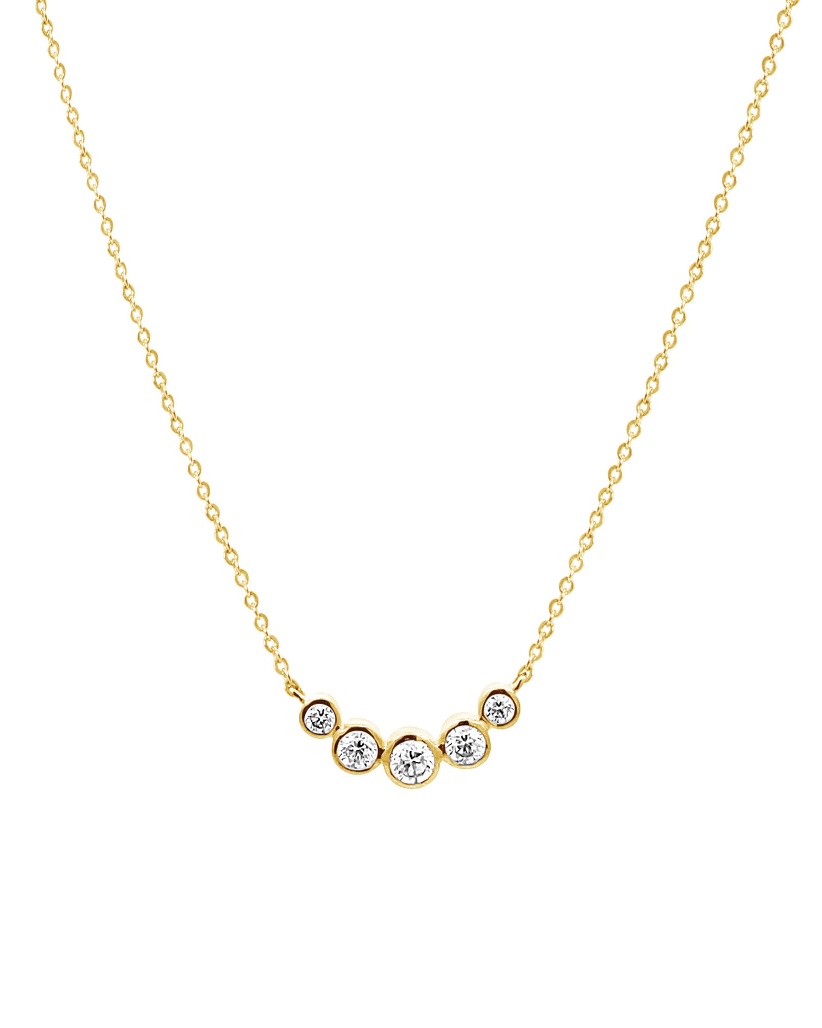 Goldhive-Diamond Arc Necklace-14k Yellow Gold, Diamond-Blue Ruby Jewellery-Vancouver Canada