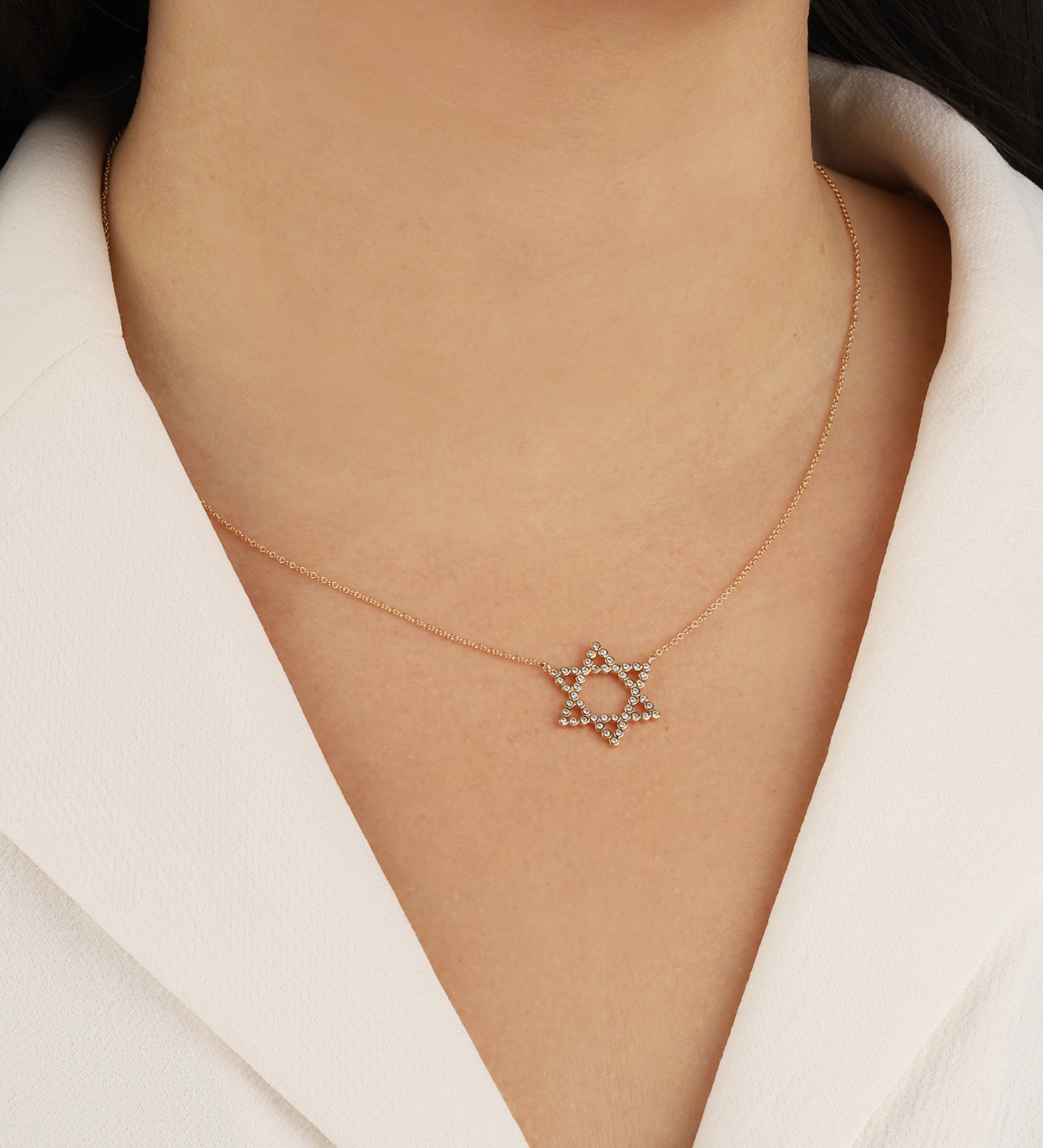 Goldhive-Star of David Diamond Bezel Necklace-Blue Ruby Jewellery-Vancouver Canada