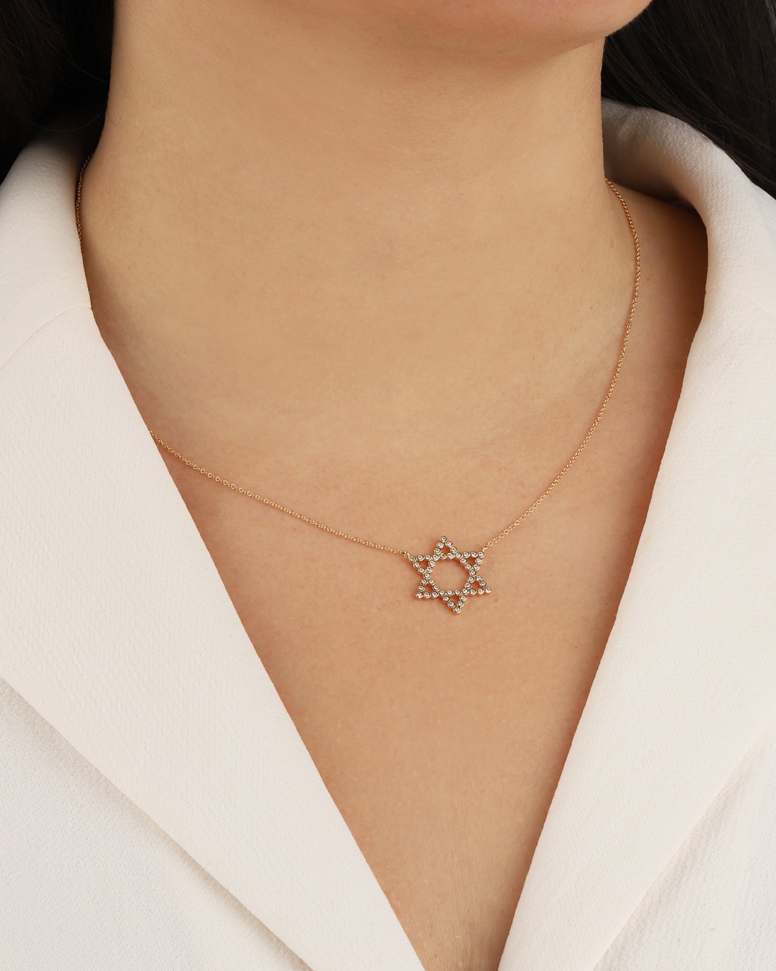 Goldhive-Star of David Diamond Bezel Necklace-Blue Ruby Jewellery-Vancouver Canada