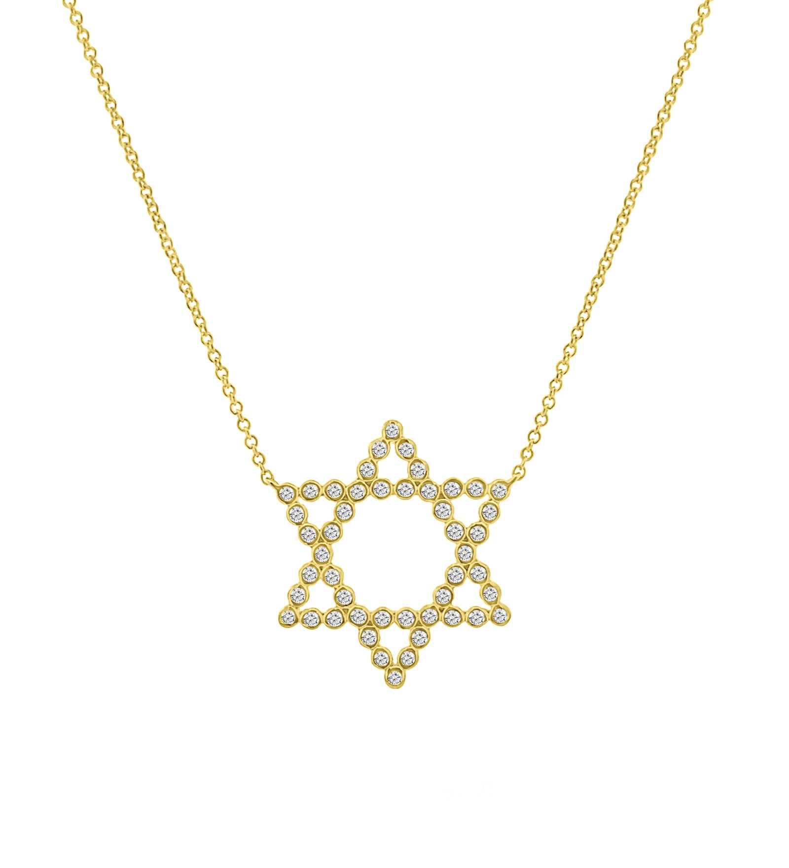 Goldhive-Star of David Diamond Bezel Necklace-14k Yellow Gold, Diamond-Blue Ruby Jewellery-Vancouver Canada