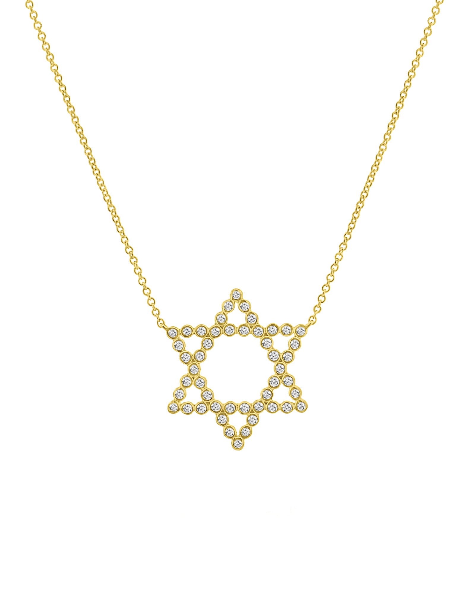 Goldhive-Star of David Diamond Bezel Necklace-14k Yellow Gold, Diamond-Blue Ruby Jewellery-Vancouver Canada