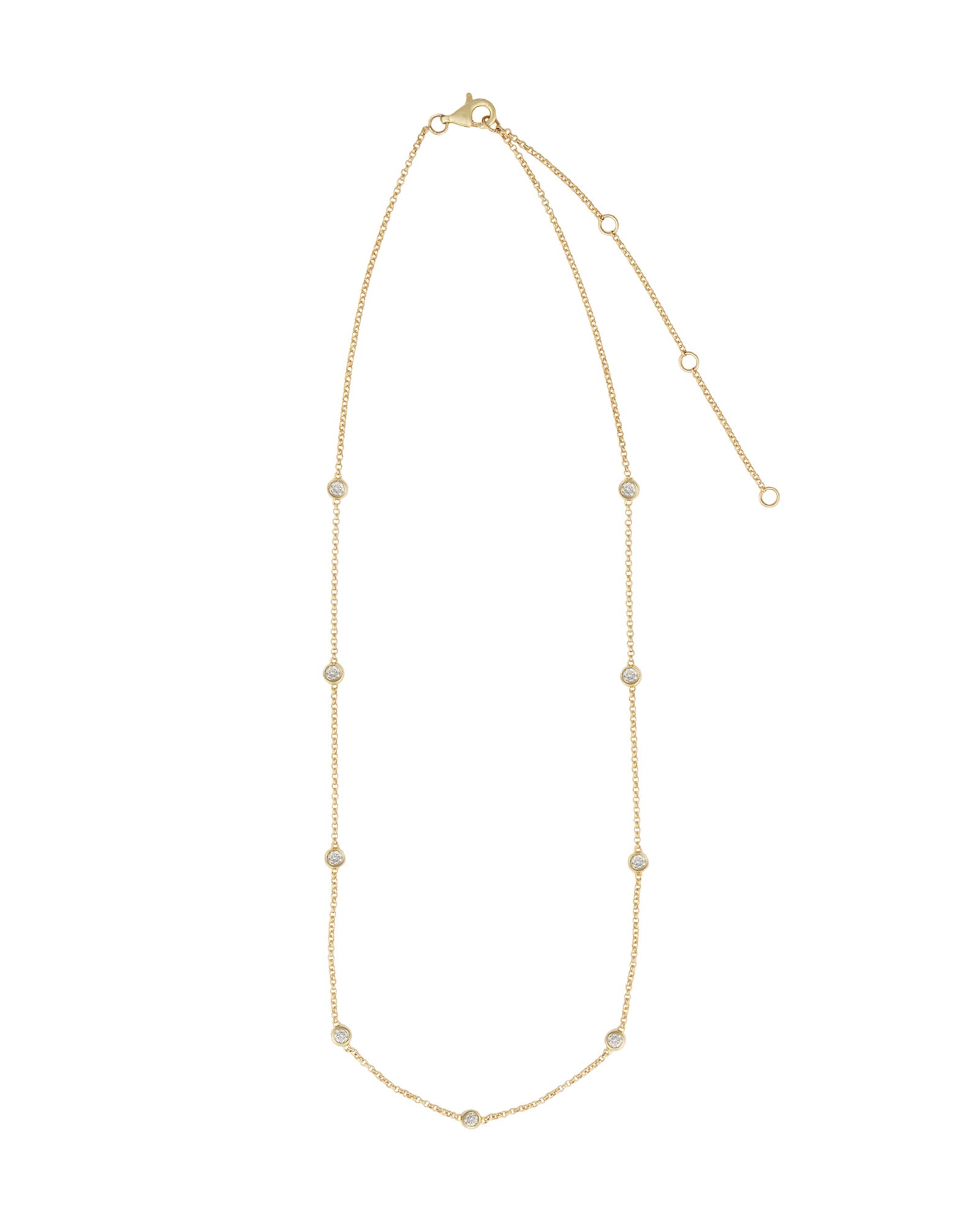 Goldhive-Nine Diamond Station Necklace-Blue Ruby Jewellery-Vancouver Canada