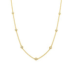 Goldhive-Nine Diamond Station Necklace-14k Yellow Gold, Diamond-Blue Ruby Jewellery-Vancouver Canada