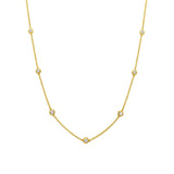 Goldhive-Nine Diamond Station Necklace-14k Yellow Gold, Diamond-Blue Ruby Jewellery-Vancouver Canada