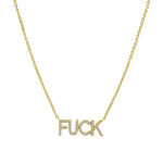 Goldhive-F*ck Diamond Necklace-Necklaces-14k Yellow Gold, Diamond-Blue Ruby Jewellery-Vancouver Canada