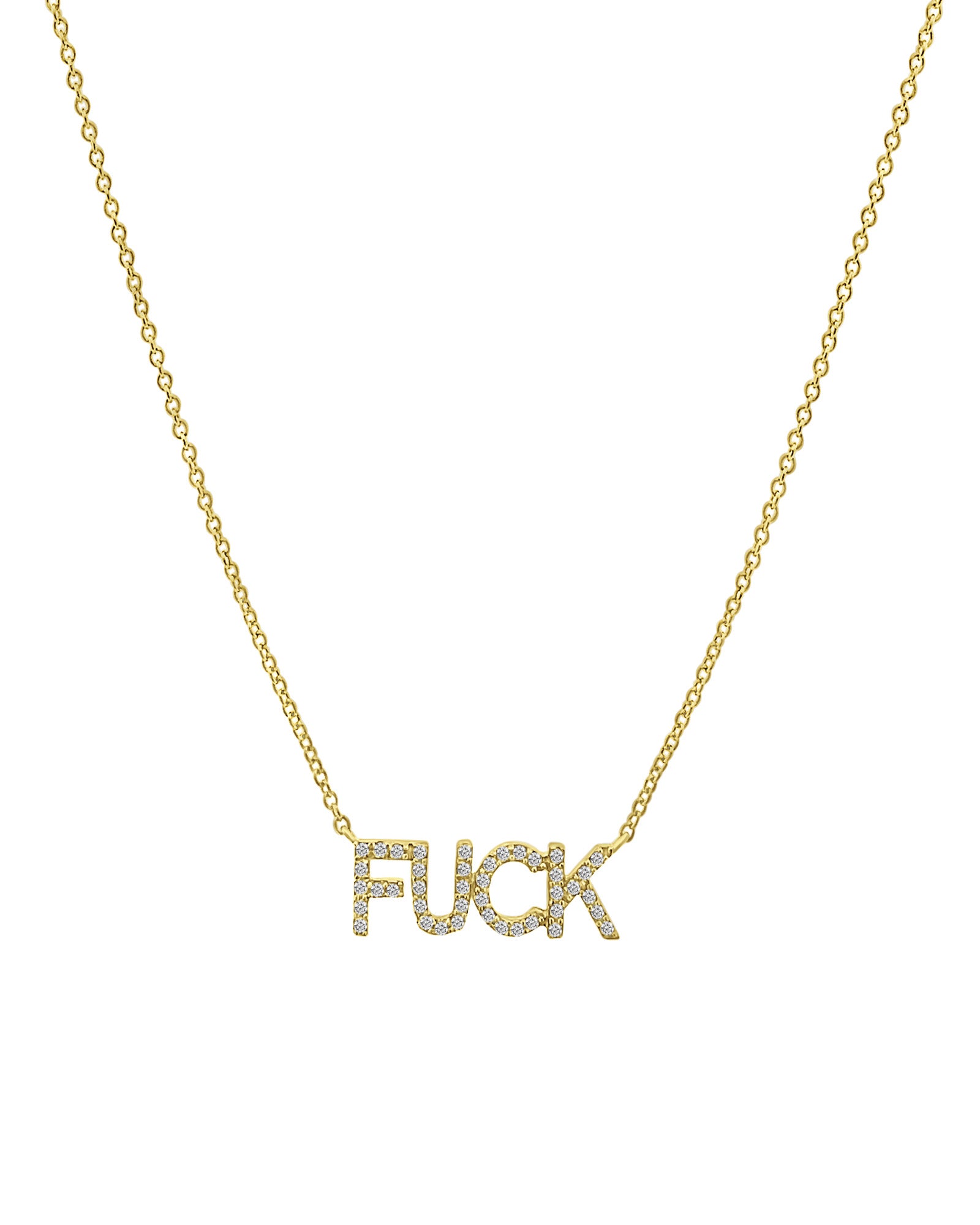 Goldhive-F*ck Diamond Necklace-Necklaces-14k Yellow Gold, Diamond-Blue Ruby Jewellery-Vancouver Canada