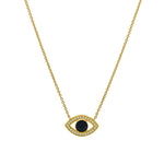 Goldhive-Evil Eye Diamond Necklace-14k Yellow Gold, Diamond, Blue Sapphire-Blue Ruby Jewellery-Vancouver Canada