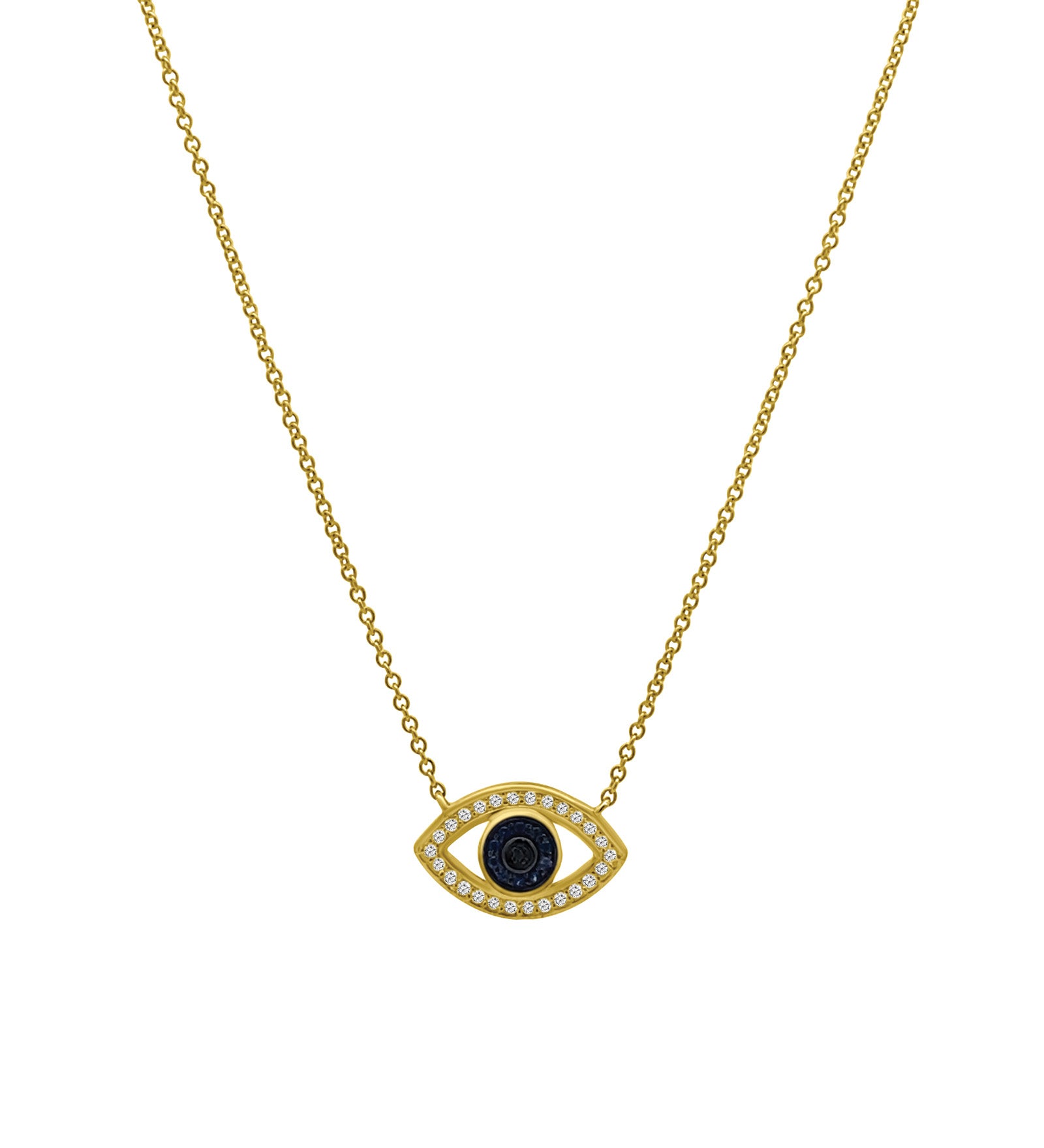 Goldhive-Evil Eye Diamond Necklace-14k Yellow Gold, Diamond, Blue Sapphire-Blue Ruby Jewellery-Vancouver Canada