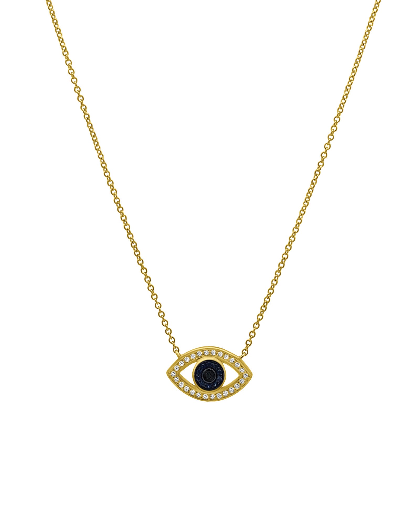 Goldhive-Evil Eye Diamond Necklace-14k Yellow Gold, Diamond, Blue Sapphire-Blue Ruby Jewellery-Vancouver Canada
