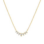 Goldhive-Curved Diamond Necklace-14k Yellow Gold, Diamond-Blue Ruby Jewellery-Vancouver Canada