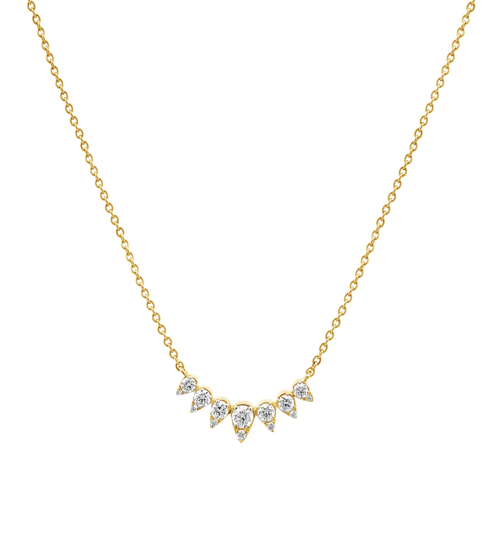 Goldhive-Curved Diamond Necklace-14k Yellow Gold, Diamond-Blue Ruby Jewellery-Vancouver Canada