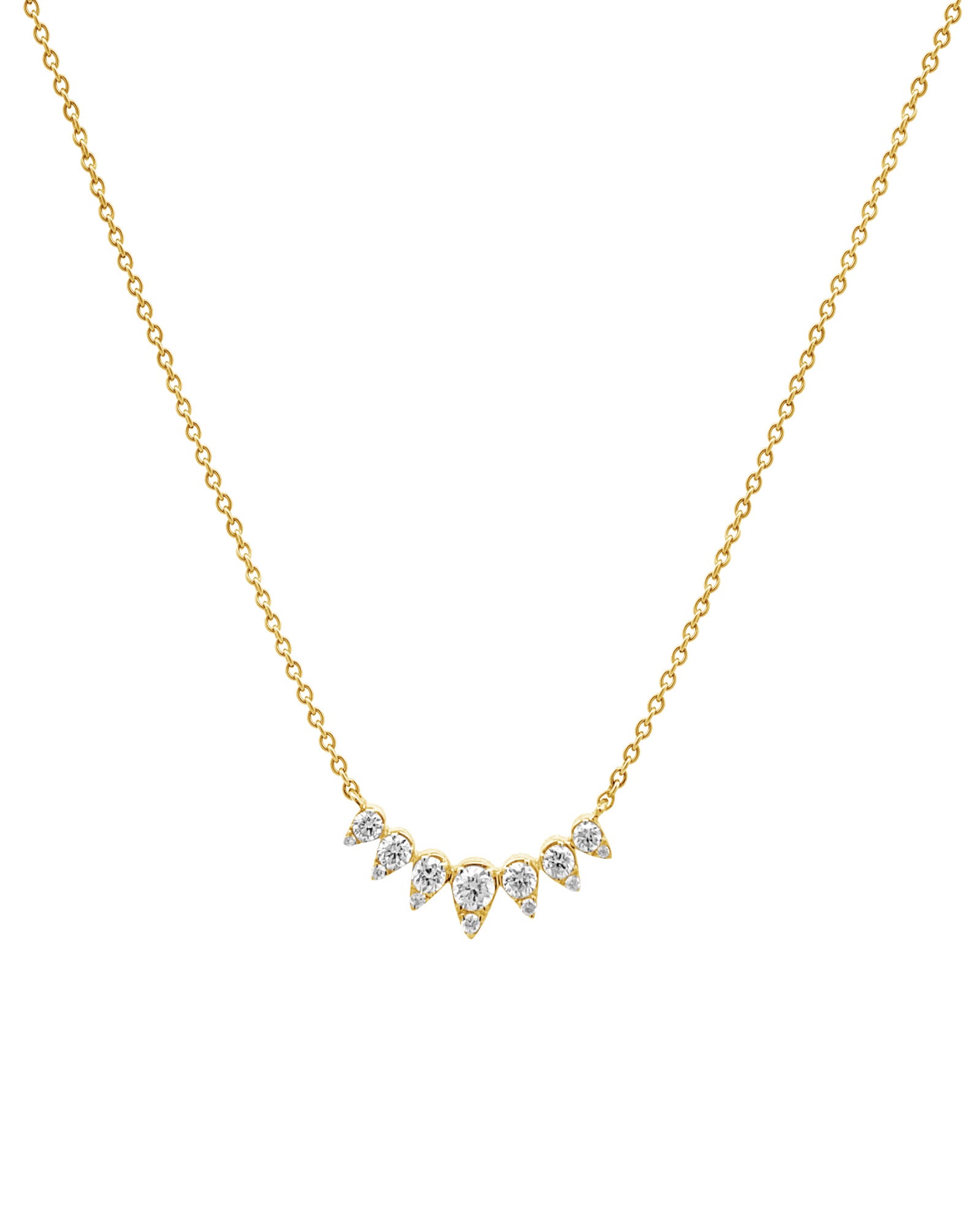 Goldhive-Curved Diamond Necklace-14k Yellow Gold, Diamond-Blue Ruby Jewellery-Vancouver Canada