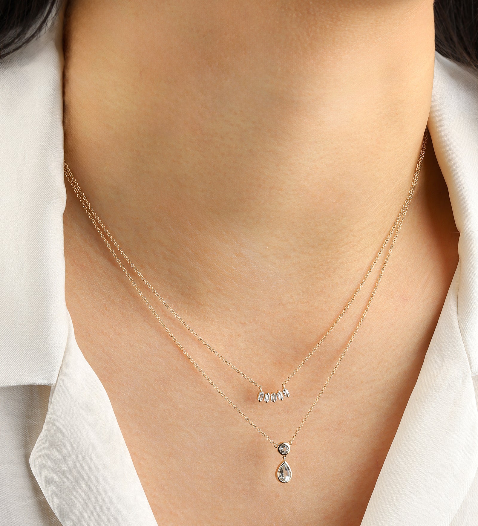 Goldhive-Five Baguette Diamond Necklace-Blue Ruby Jewellery-Vancouver Canada