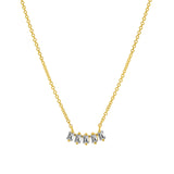 Goldhive-Five Baguette Diamond Necklace-14k Yellow Gold, Diamond-Blue Ruby Jewellery-Vancouver Canada