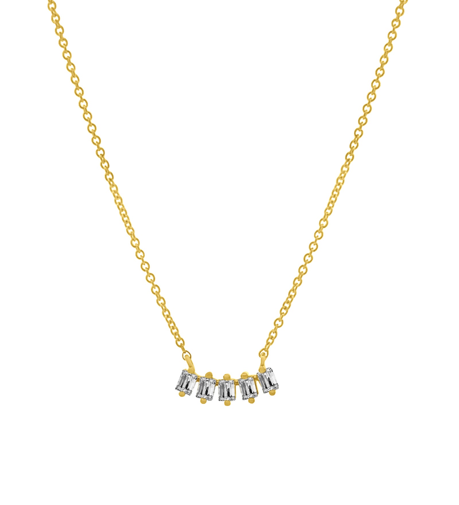 Goldhive-Five Baguette Diamond Necklace-14k Yellow Gold, Diamond-Blue Ruby Jewellery-Vancouver Canada