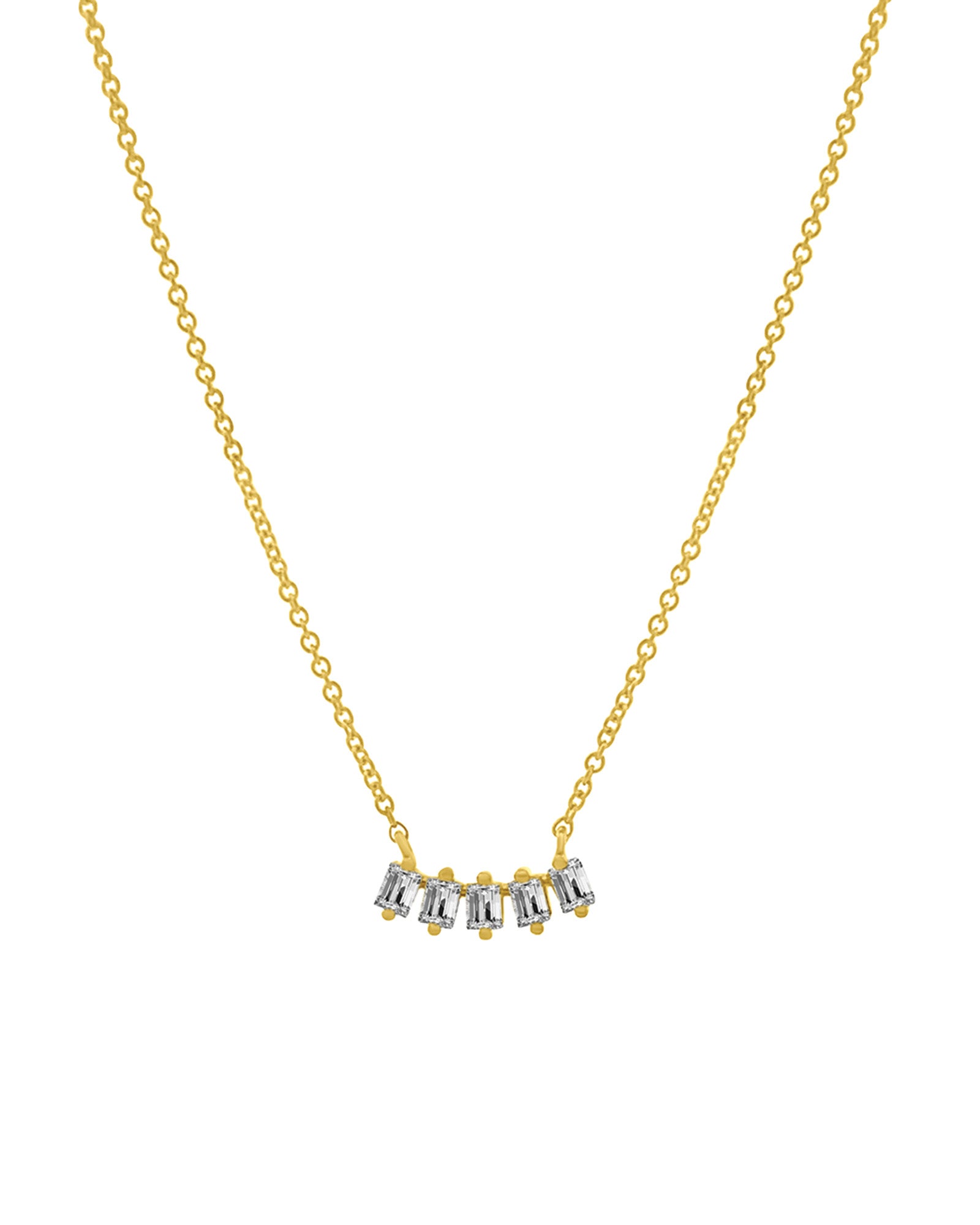 Goldhive-Five Baguette Diamond Necklace-14k Yellow Gold, Diamond-Blue Ruby Jewellery-Vancouver Canada