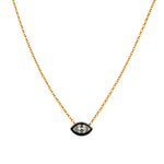 Goldhive-Evil Eye Marquise Necklace-14k Yellow Gold, White Topaz-Blue Ruby Jewellery-Vancouver Canada