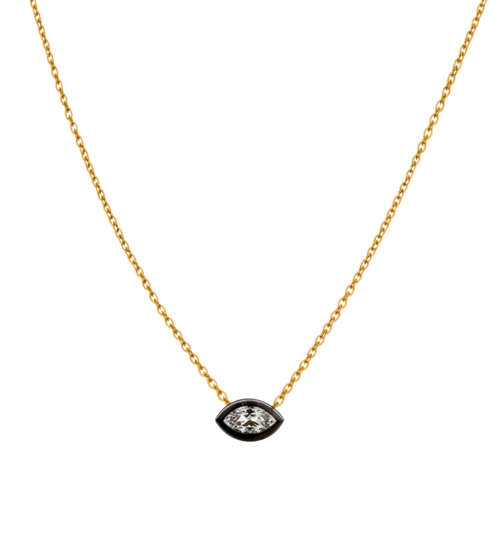 Goldhive-Evil Eye Marquise Necklace-14k Yellow Gold, White Topaz-Blue Ruby Jewellery-Vancouver Canada