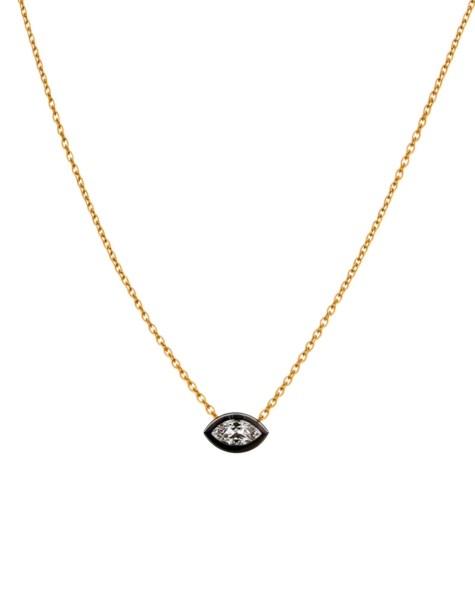Goldhive-Evil Eye Marquise Necklace-14k Yellow Gold, White Topaz-Blue Ruby Jewellery-Vancouver Canada