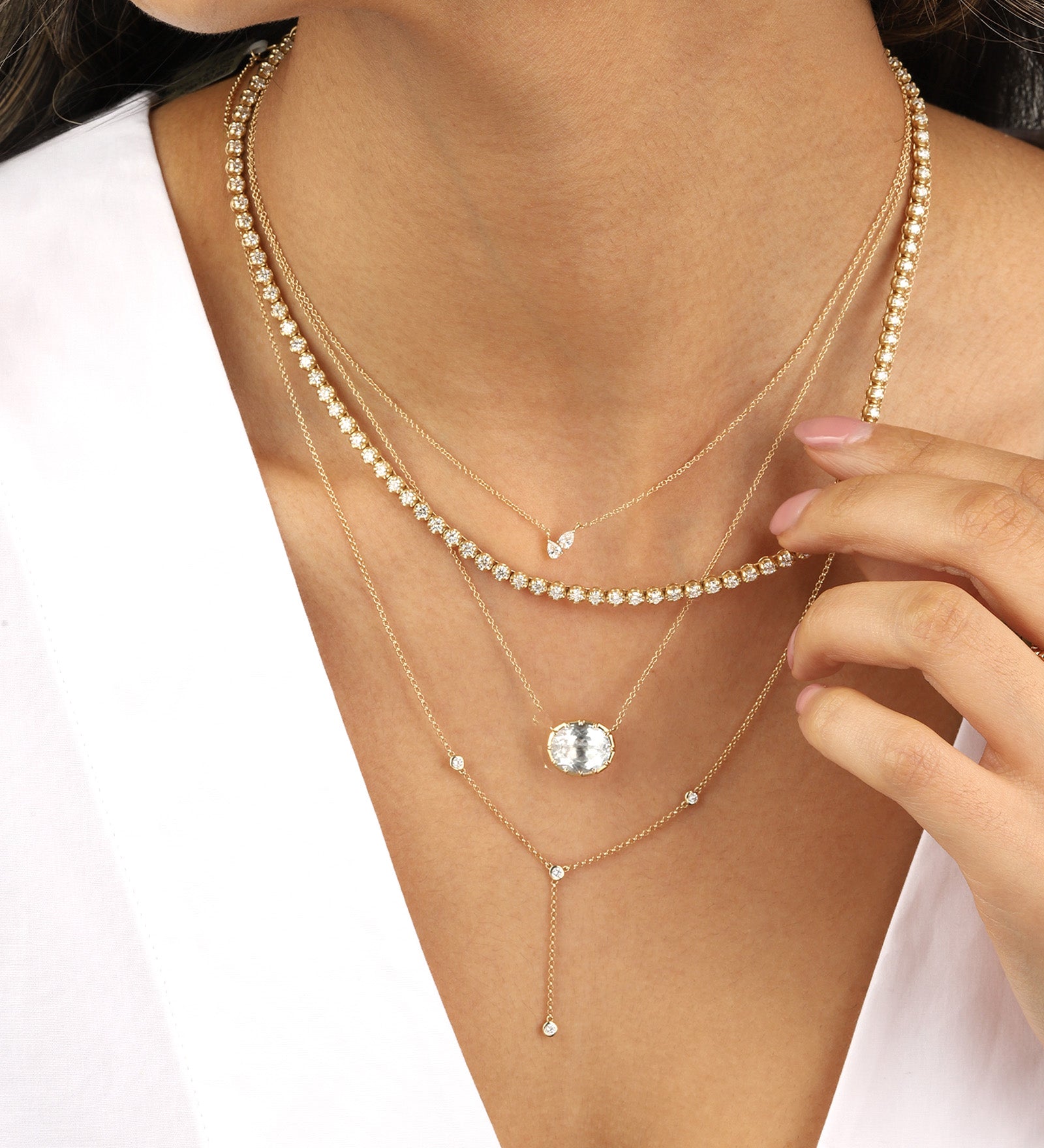 Goldhive-East-West Oval Stone Necklace-Necklaces-Blue Ruby Jewellery-Vancouver Canada