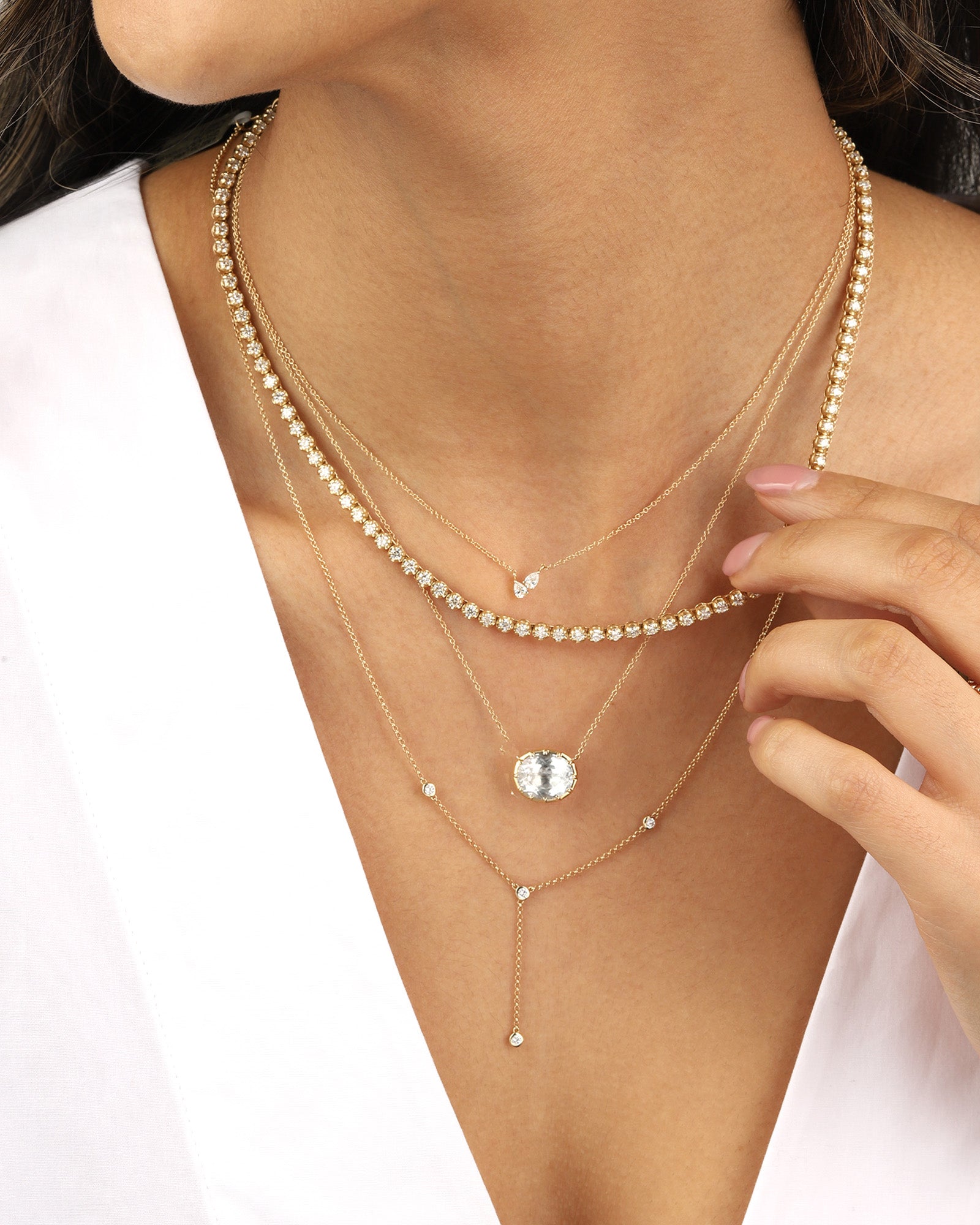 Goldhive-East-West Oval Stone Necklace-Necklaces-Blue Ruby Jewellery-Vancouver Canada