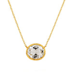 Goldhive-East-West Oval Stone Necklace-14k Yellow Gold, White Topaz-Blue Ruby Jewellery-Vancouver Canada