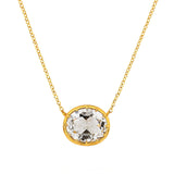 Goldhive-East-West Oval Stone Necklace-14k Yellow Gold, White Topaz-Blue Ruby Jewellery-Vancouver Canada
