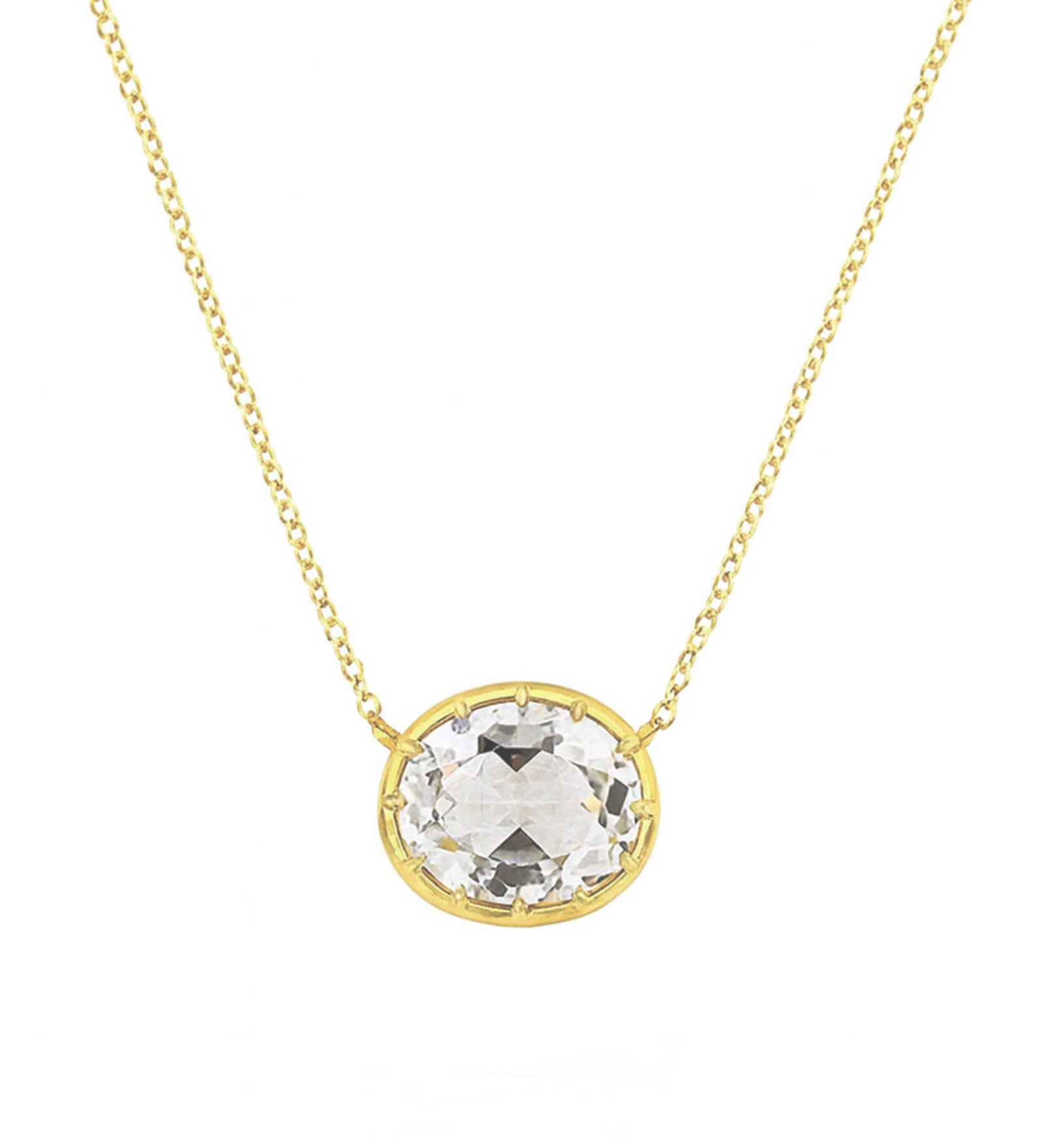 Goldhive-East-West Oval Stone Necklace-Necklaces-14k Yellow Gold, White Topaz-Blue Ruby Jewellery-Vancouver Canada