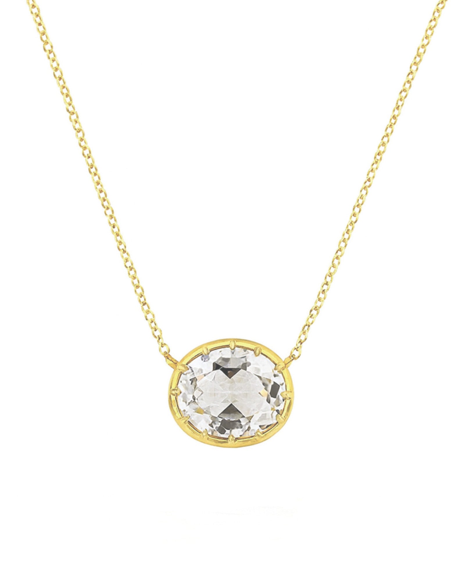 Goldhive-East-West Oval Stone Necklace-Necklaces-14k Yellow Gold, White Topaz-Blue Ruby Jewellery-Vancouver Canada