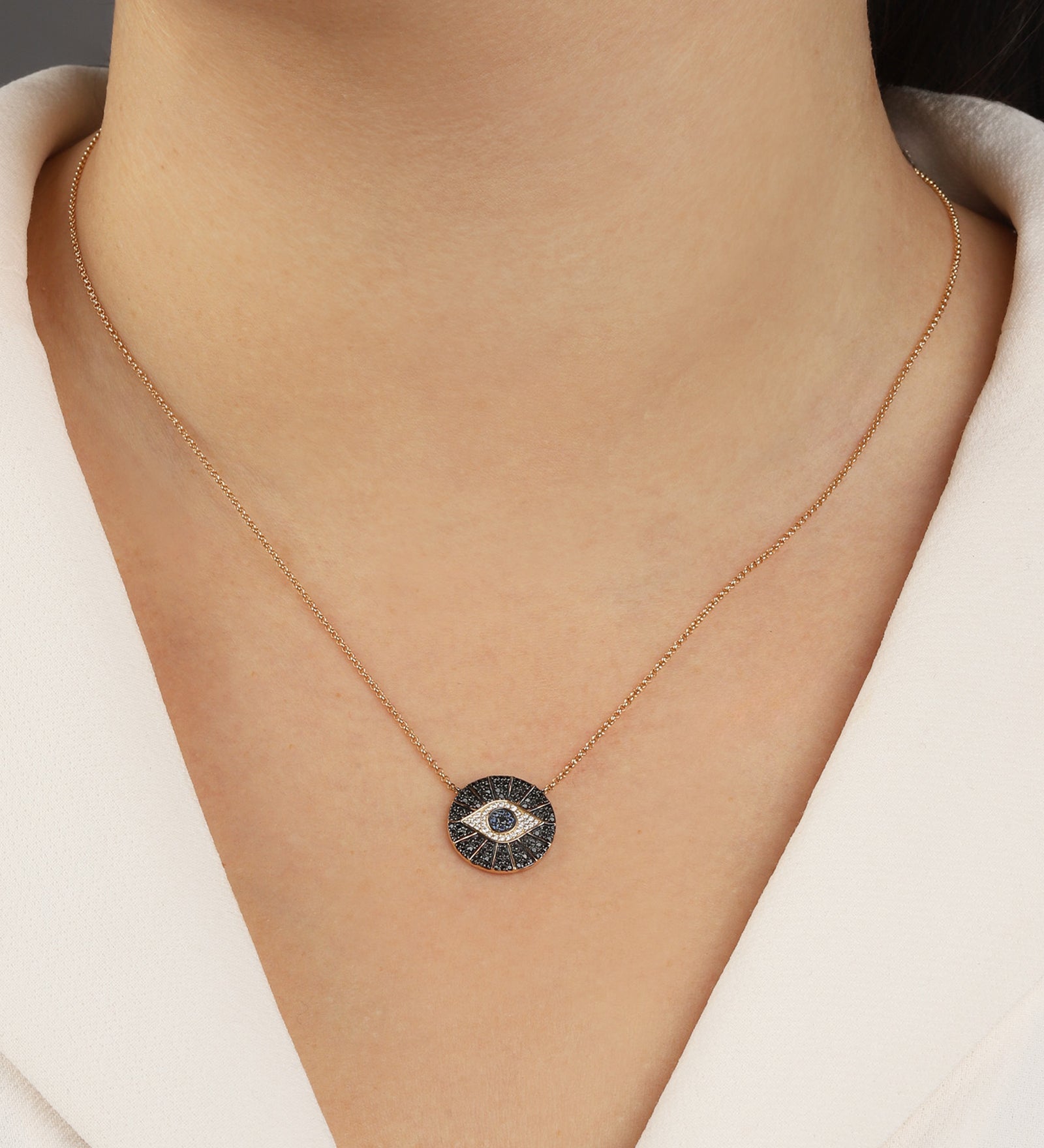 Goldhive-Evil Eye Sunburst Necklace-Blue Ruby Jewellery-Vancouver Canada