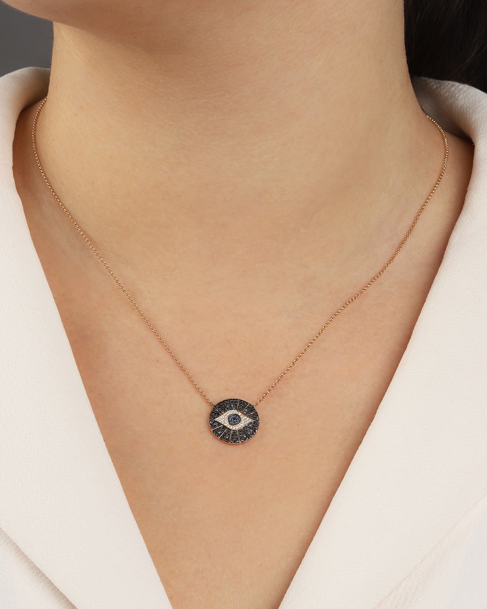 Goldhive-Evil Eye Sunburst Necklace-Blue Ruby Jewellery-Vancouver Canada