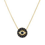 Goldhive-Evil Eye Sunburst Necklace-14k Yellow Gold, Diamond, Blue Sapphire-Blue Ruby Jewellery-Vancouver Canada