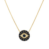 Goldhive-Evil Eye Sunburst Necklace-14k Yellow Gold, Diamond, Blue Sapphire-Blue Ruby Jewellery-Vancouver Canada