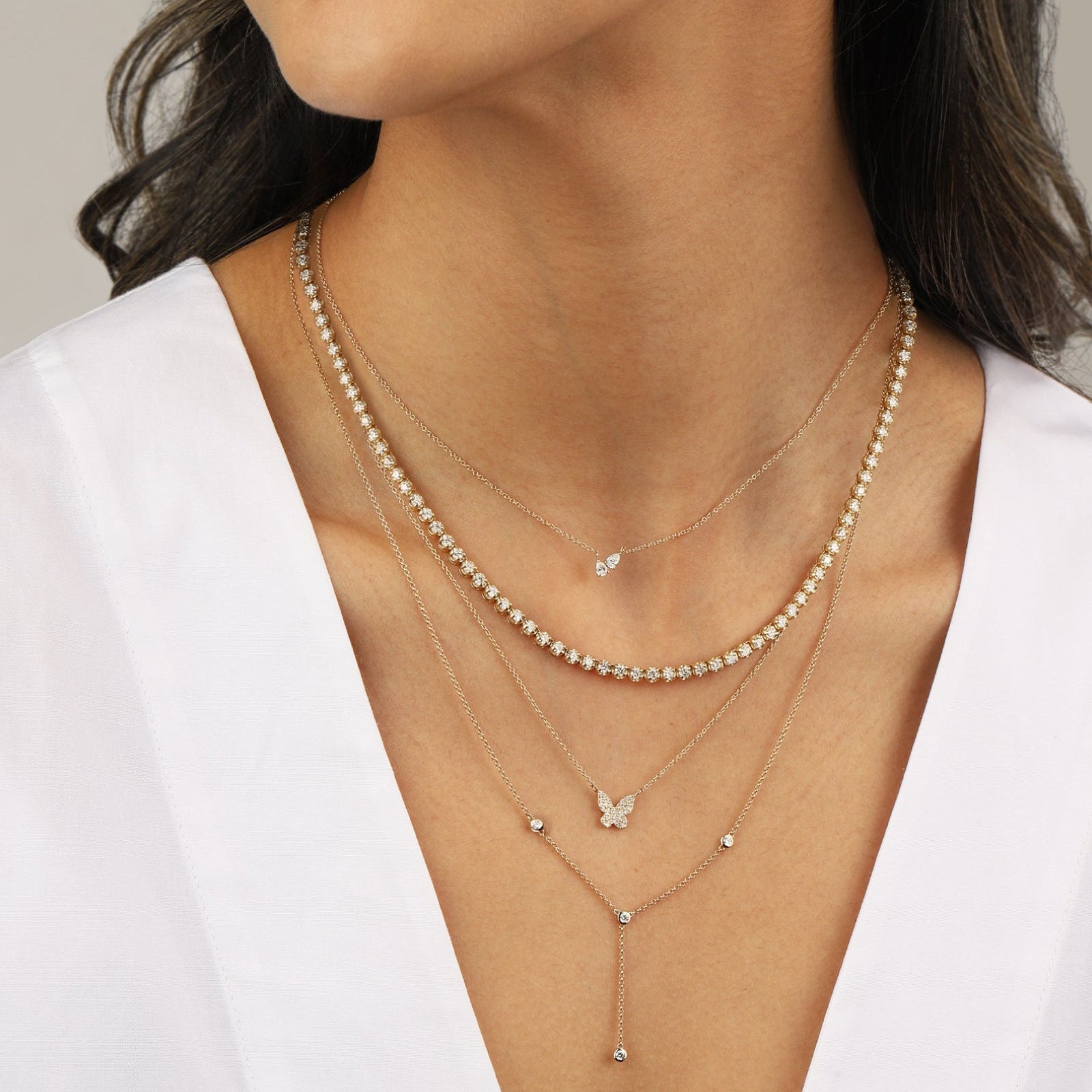 Goldhive-Diamond Bezel Lariat-Necklaces-Blue Ruby Jewellery-Vancouver Canada