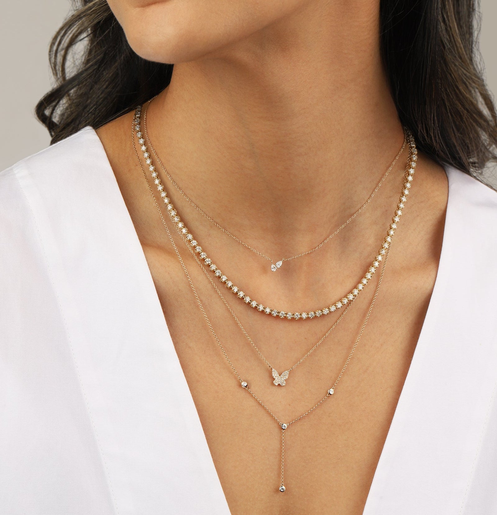 Goldhive-Diamond Bezel Lariat-Necklaces-Blue Ruby Jewellery-Vancouver Canada