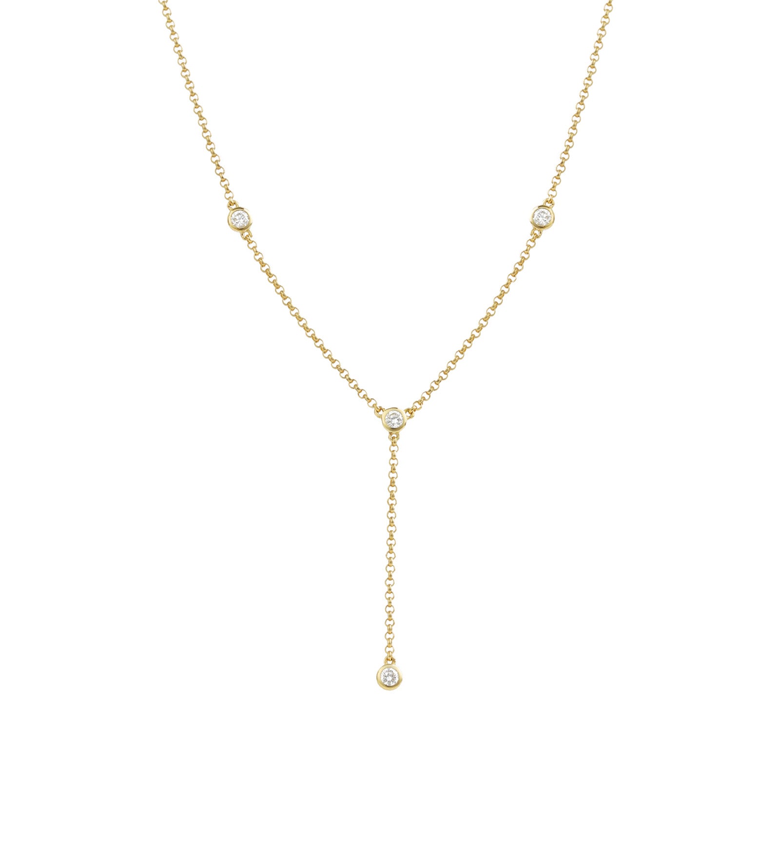 Goldhive-Diamond Bezel Lariat-14k Yellow Gold, Diamond-Blue Ruby Jewellery-Vancouver Canada