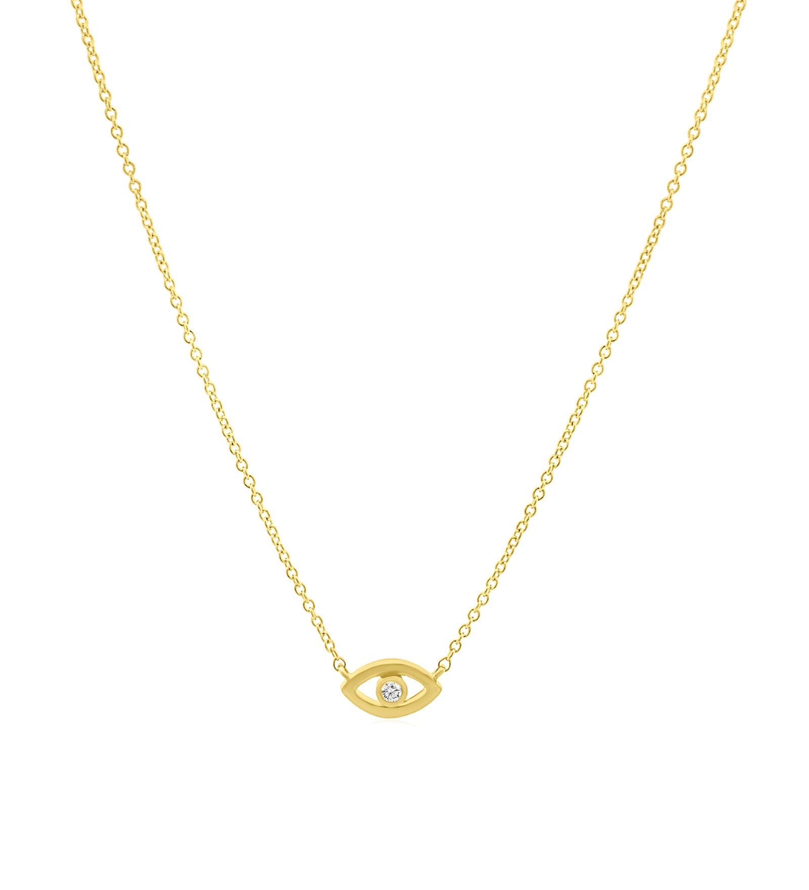Goldhive-Evil Eye Solitaire Diamond Necklace-14k Yellow Gold, Diamond-Blue Ruby Jewellery-Vancouver Canada