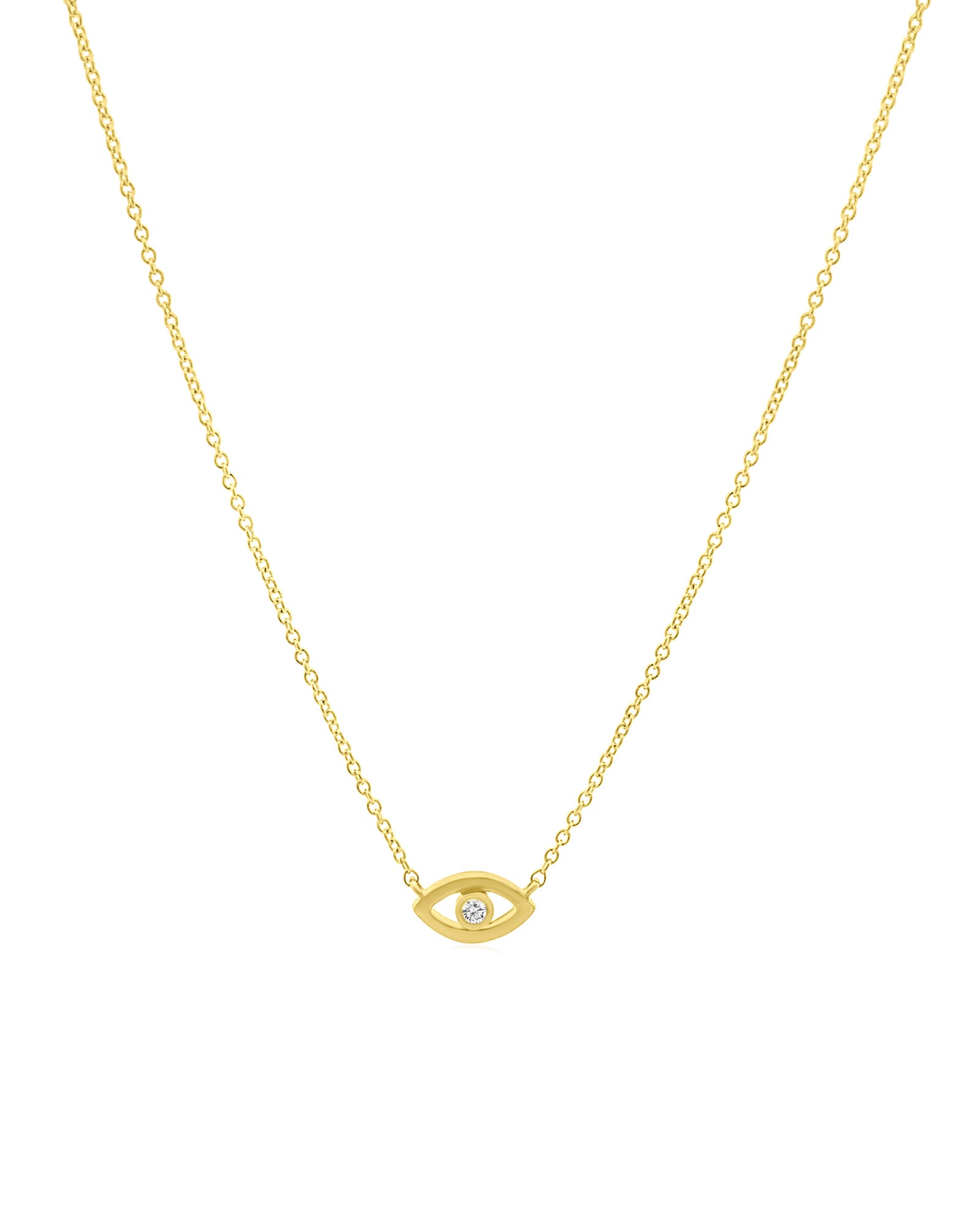 Goldhive-Evil Eye Solitaire Diamond Necklace-14k Yellow Gold, Diamond-Blue Ruby Jewellery-Vancouver Canada