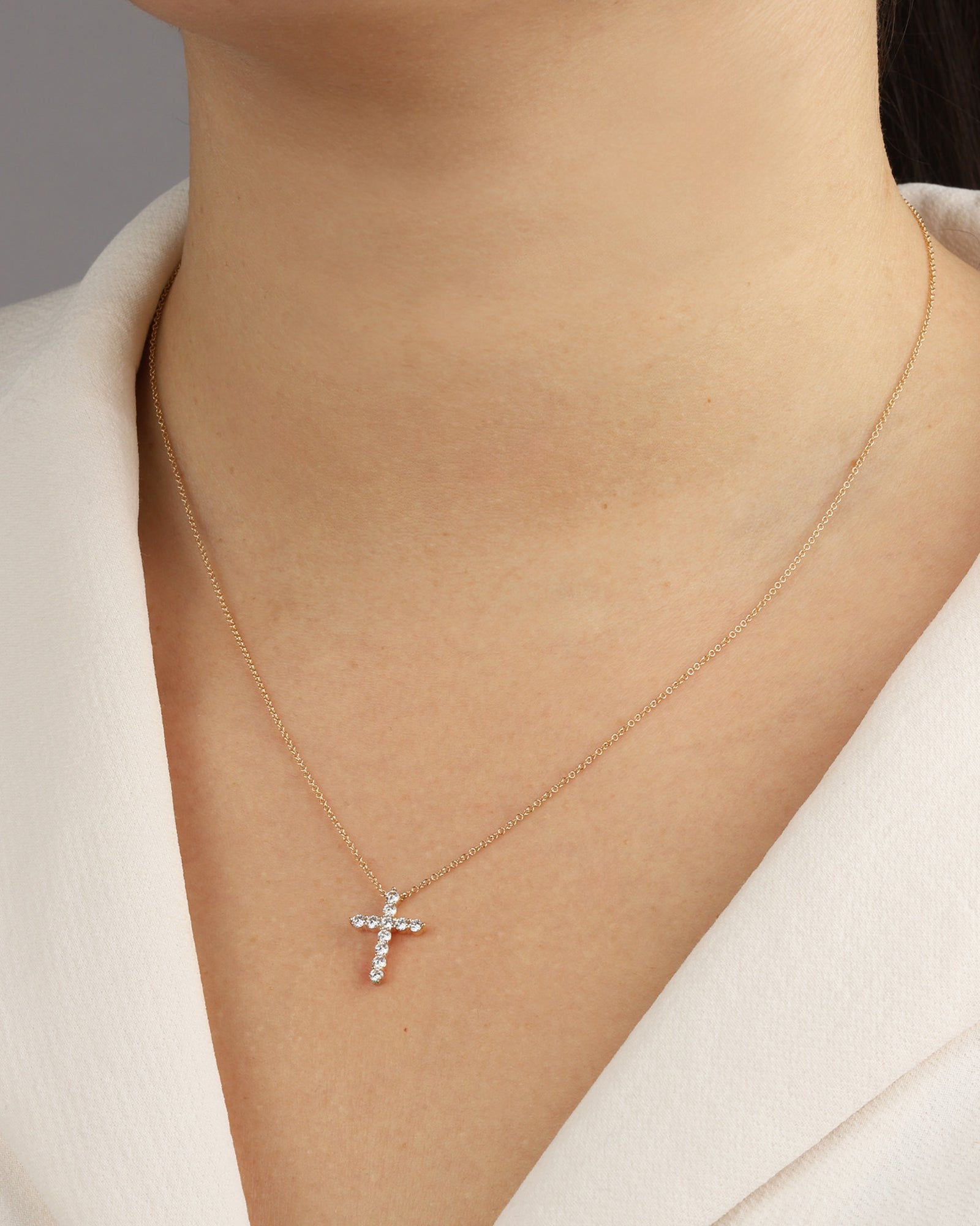 Goldhive-Cross Diamond Necklace-Blue Ruby Jewellery-Vancouver Canada