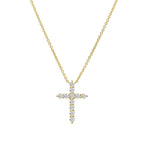 Goldhive-Cross Diamond Necklace-14k Yellow Gold, Diamond-Blue Ruby Jewellery-Vancouver Canada