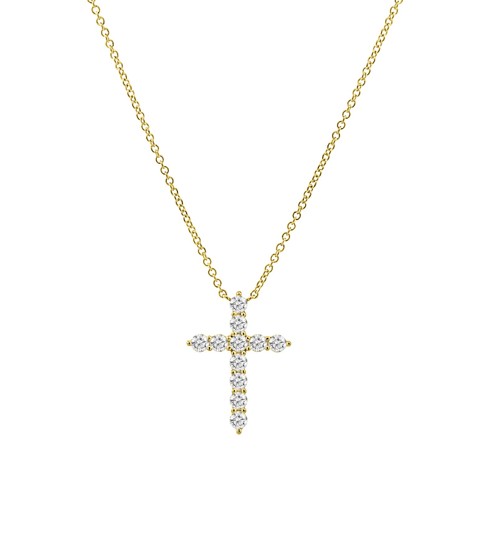 Goldhive-Cross Diamond Necklace-14k Yellow Gold, Diamond-Blue Ruby Jewellery-Vancouver Canada